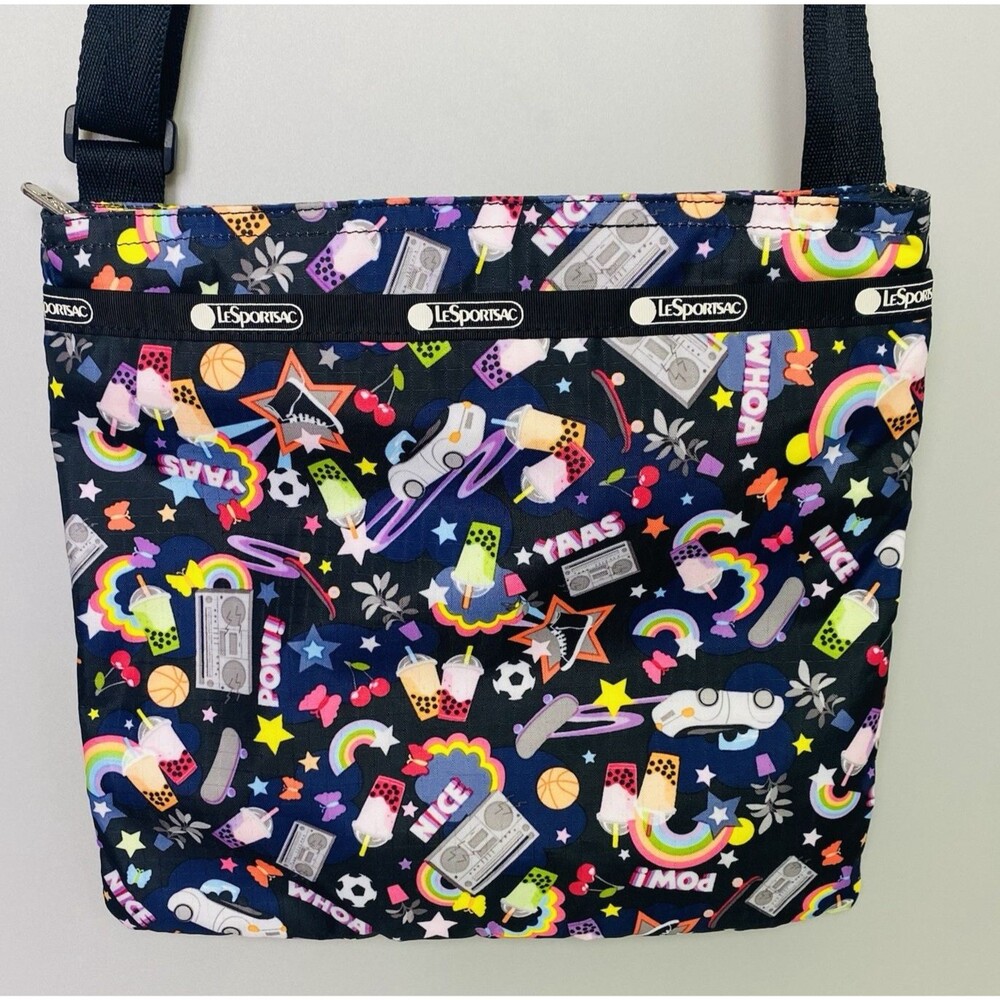 LeSportsac Crossbody Bag Boba Rainbow Skateboard Novelty Print Adjustable Strap